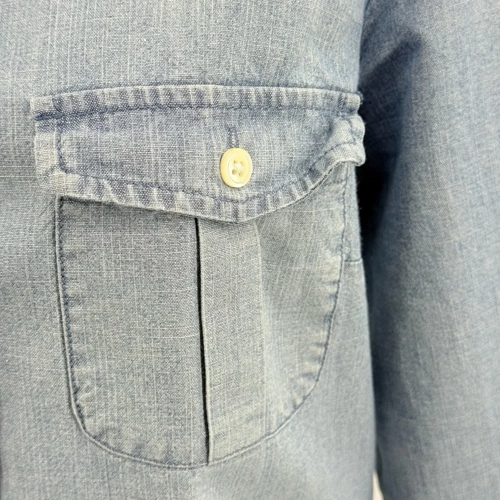 J.  Crew "Perfect Fit" Blue Chambray Button Down Pocket Shirt LS Women's Small S - Picture 6 of 9